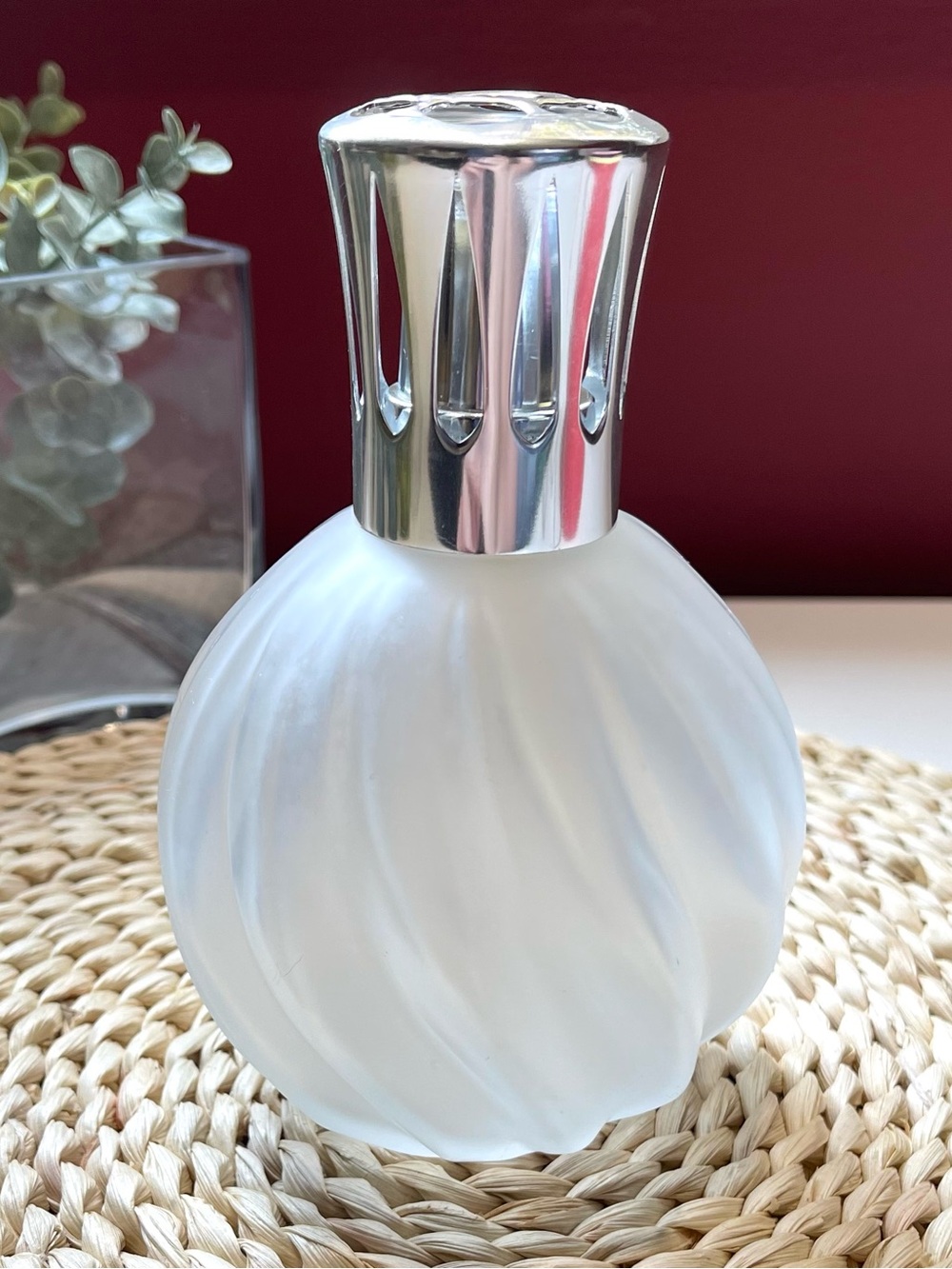 Vintage French Lampe Berger White Frosted Glass Catalytic Lamp Home Fragrance